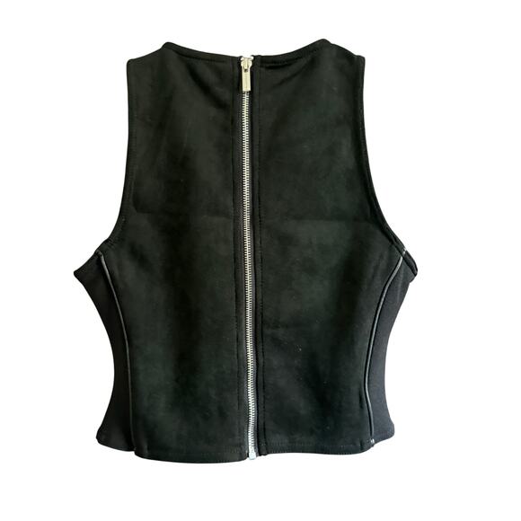 MANIERE DE VOIR | Faux Suede Piped Sleeveless High Neck Tank  | Size 4 / UK 8 - Picture 2 of 7